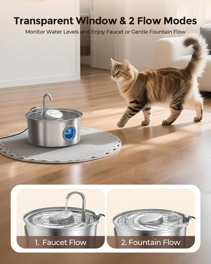 Cat Water Fountain Stainless Steel 108Oz/3.2L Pet Fountain