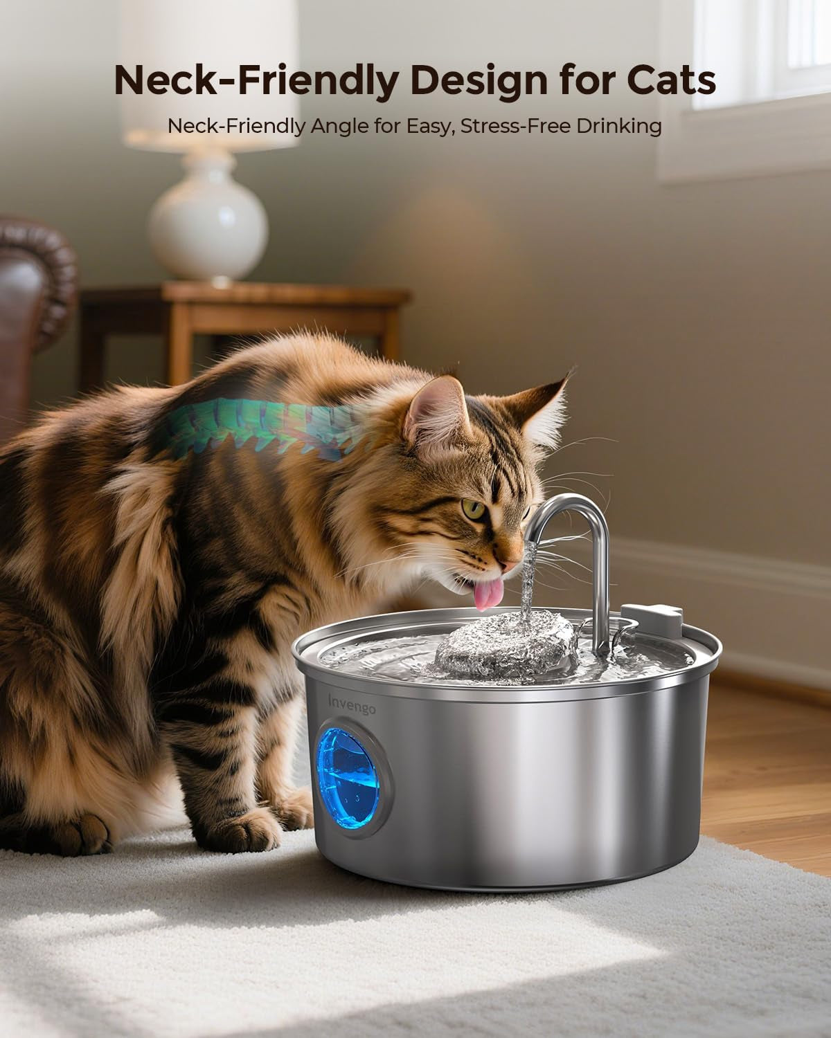 Cat Water Fountain Stainless Steel 108Oz/3.2L Pet Fountain