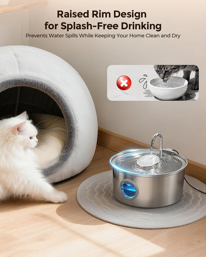 Cat Water Fountain Stainless Steel 108Oz/3.2L Pet Fountain